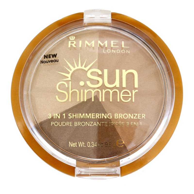 Rimmel Sun Shimmer 3 in 1 Shimmering Bonzer třpytivý bronzující pudr odstín 002 Bronze Goddess 9,9 g