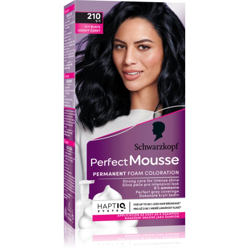 Schwarzkopf Perfect Mousse перманентната боя за коса цвят 210 Icy Black