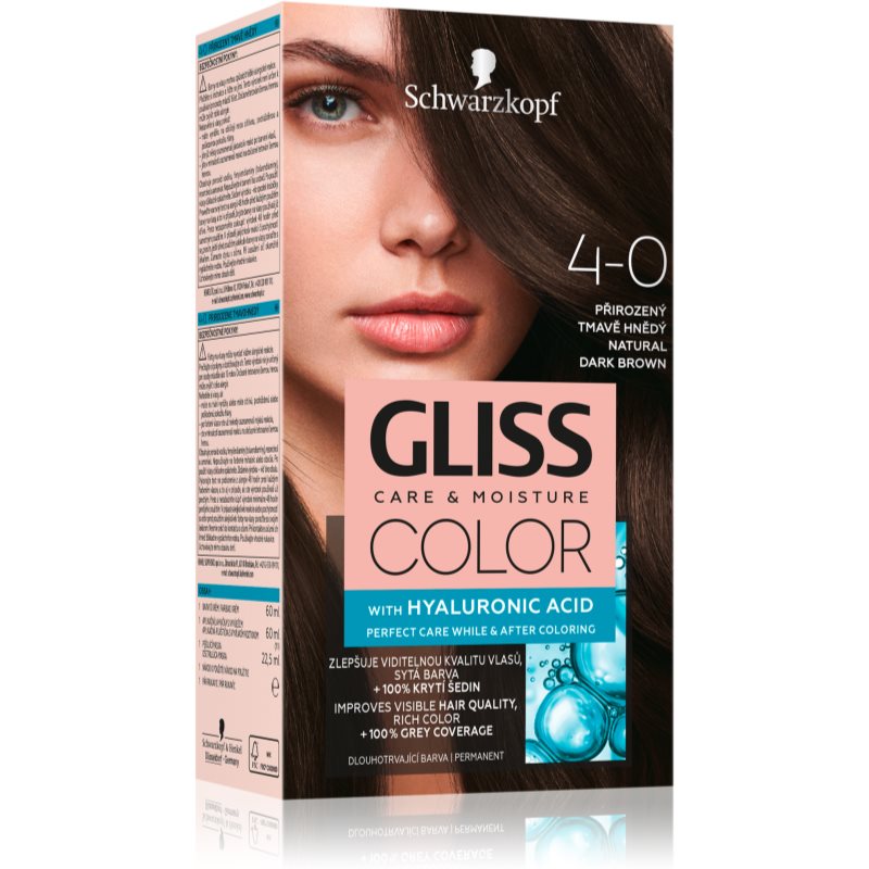 Schwarzkopf Gliss Color barva na vlasy odstín 4-0 Natural Dark Brown
