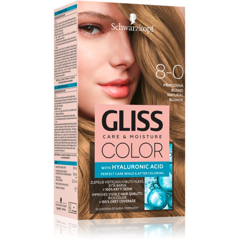 Schwarzkopf Gliss Color barva na vlasy odstín 8-0 Natural Blonde