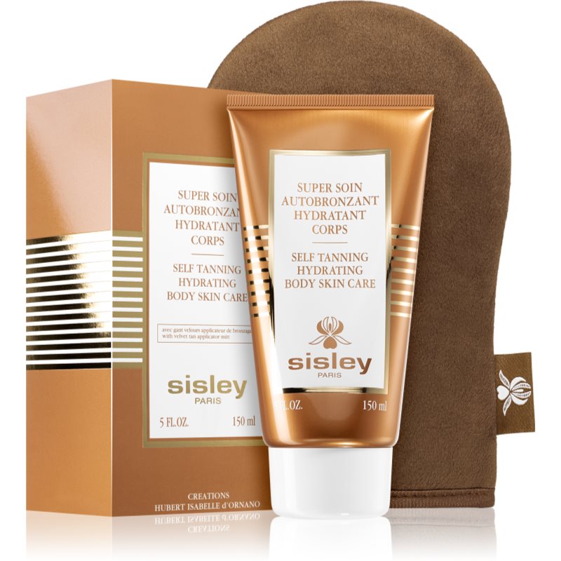 Sisley Super Soin Self Tanning Hydrating Body Skin Care samoopalovací tělové mléko s aplikační rukavicí 150 ml