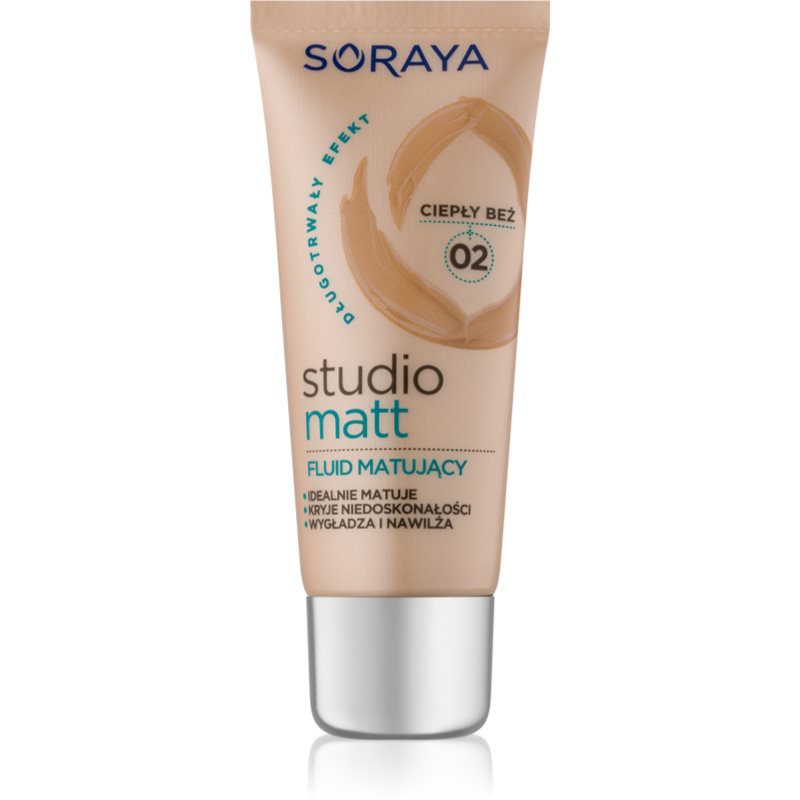 Soraya Studio Matt matující make-up s vitamínem E odstín 02 Warm Beige 30 ml