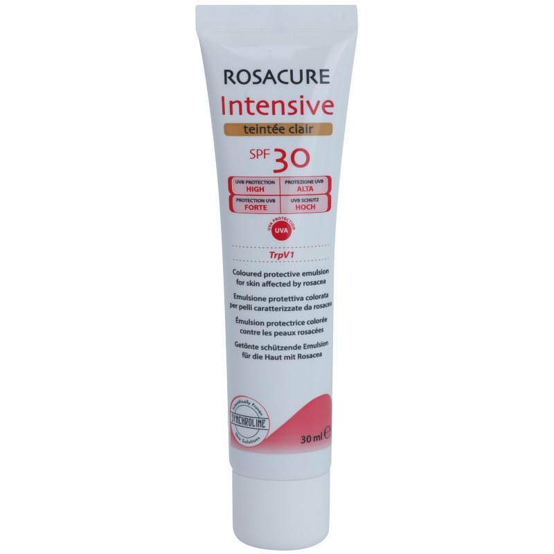 Synchroline Rosacure Intensive tónovací emulze pro citlivou pleť se sklonem ke zčervenání SPF 30 odstín Clair 30 ml