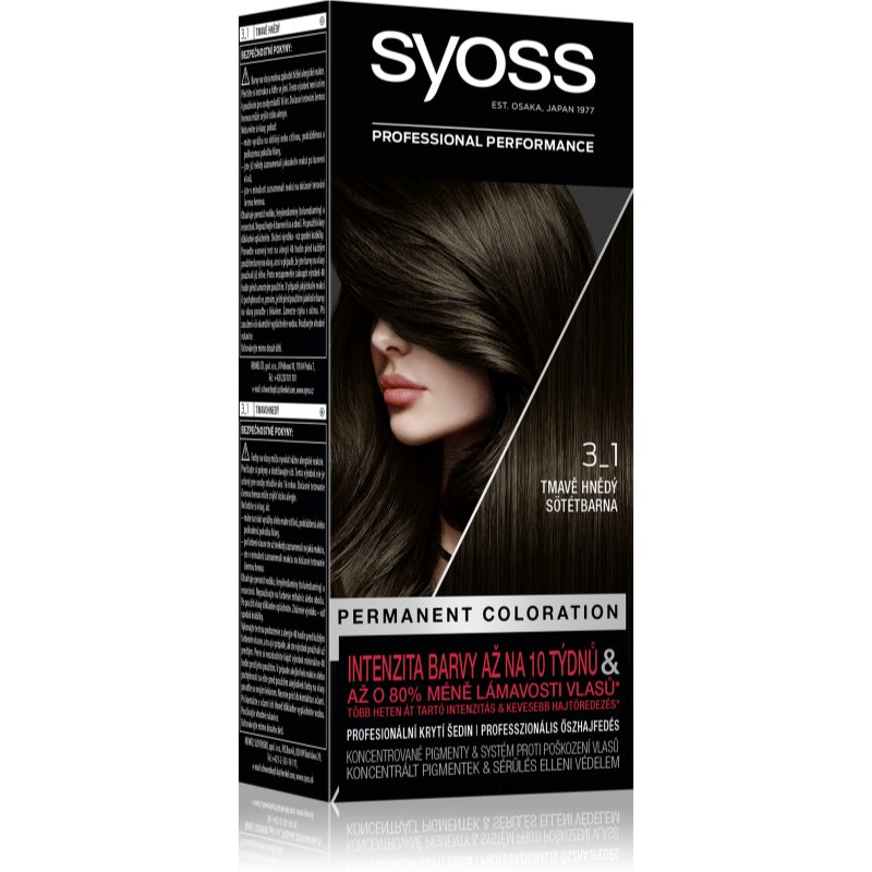 Syoss Permanent Coloration permanentní barva na vlasy odstín 3-1 Dark Brown