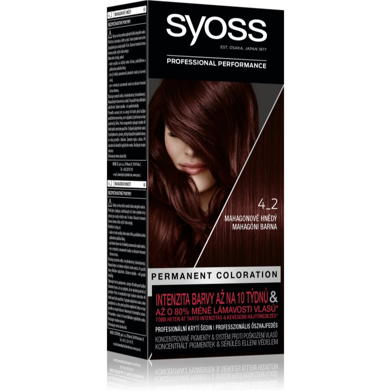 Syoss Permanent Coloration permanentní barva na vlasy odstín 4-2 Mahagony Brown