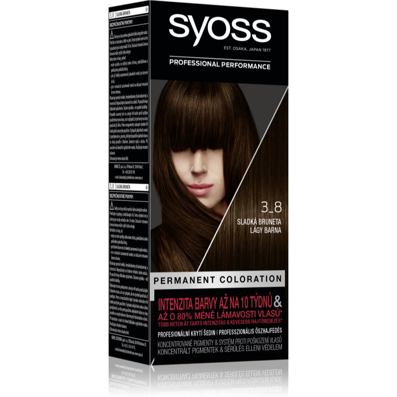 Syoss Permanent Coloration permanentní barva na vlasy odstín 3-8 Sweet Brunette