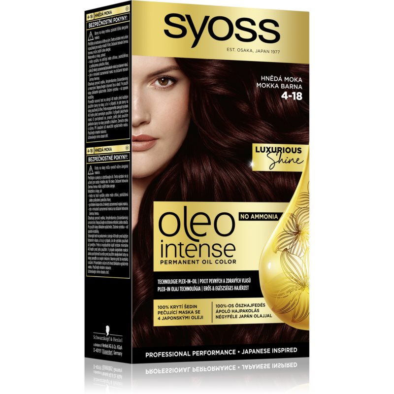 Syoss Oleo Intense permanentní barva na vlasy s olejem odstín 4-18 Mokka Brown