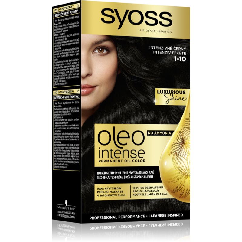 Syoss Oleo Intense permanentní barva na vlasy s olejem odstín 1-10 Intensive black