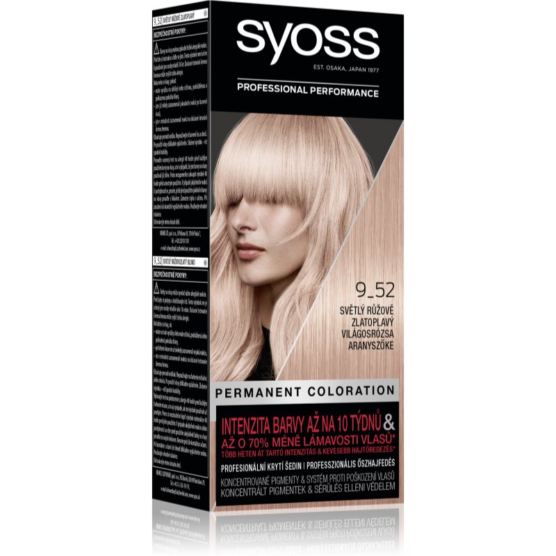 Syoss Permanent Coloration permanentní barva na vlasy odstín 9-52 Light Rose Gold Blond