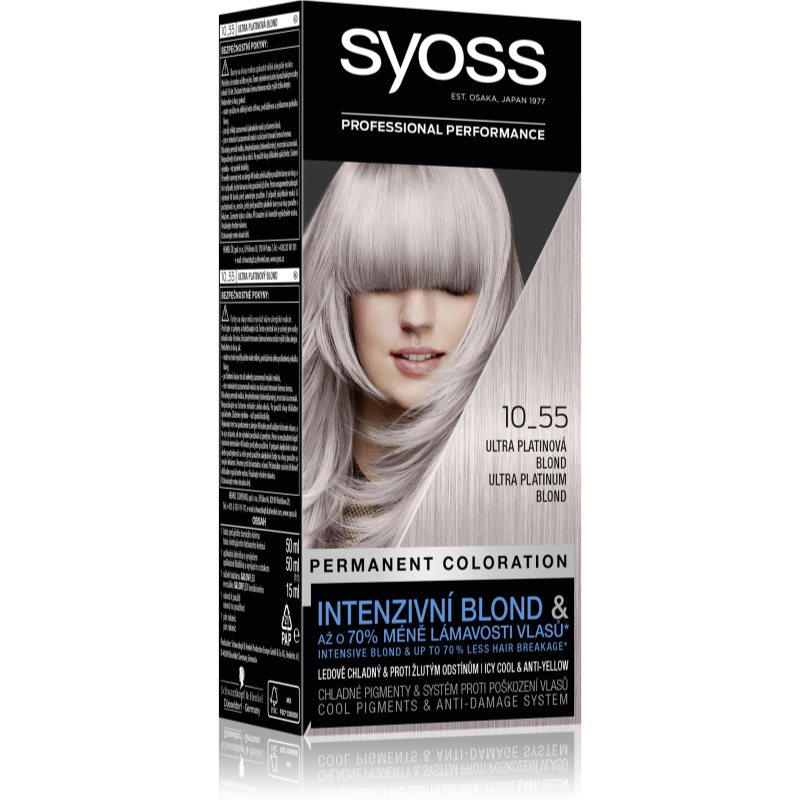 Syoss Cool Blonds permanentní barva na vlasy odstín 10-55 Ultra platinum blond
