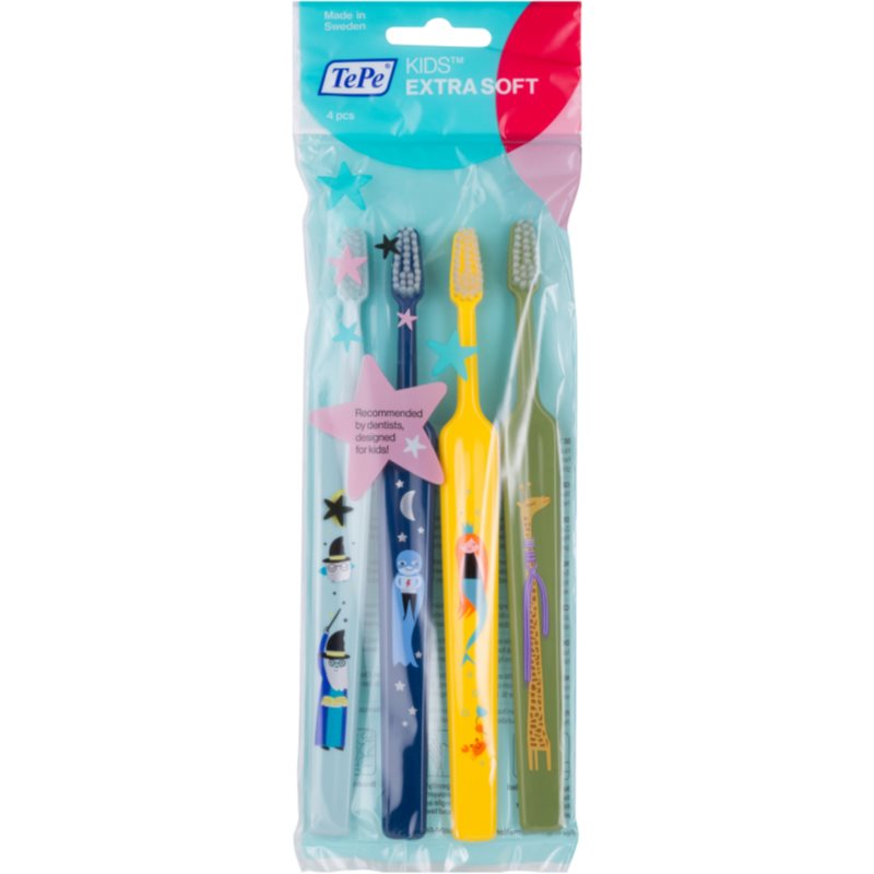 

TePe Kids дитячі зубні щітки extra soft 4шт кольорові варіації