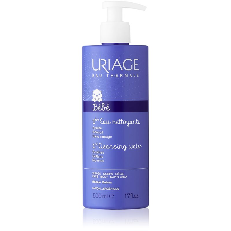 Uriage Bébé água para limpeza suave para rosto e corpo 500 ml