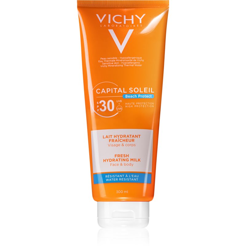 Vichy Capital Soleil Beach Protect ochranné hydratační mléko na obličej a tělo SPF 30 300 ml