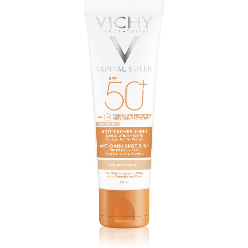 Vichy Capital Soleil tónovaná péče proti pigmentovým skvrnám 3 v 1 SPF 50+ 50 ml