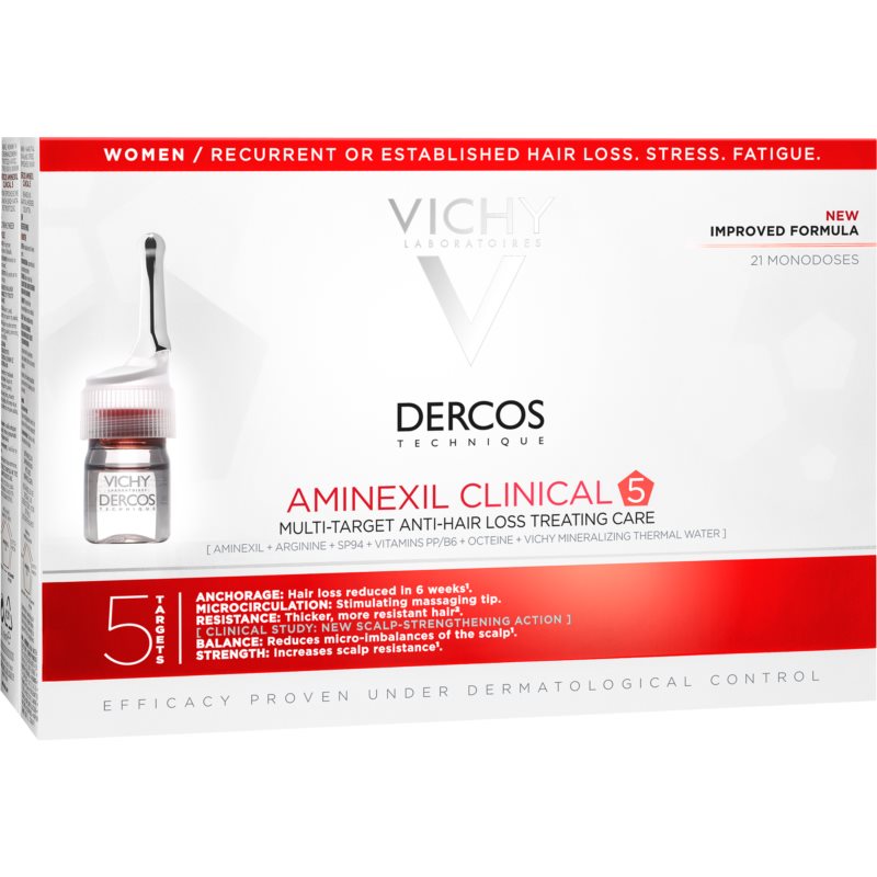 Vichy Dercos Aminexil Clinical 5 cílená péče proti vypadávání vlasů pro ženy 21 x 6 ml Image