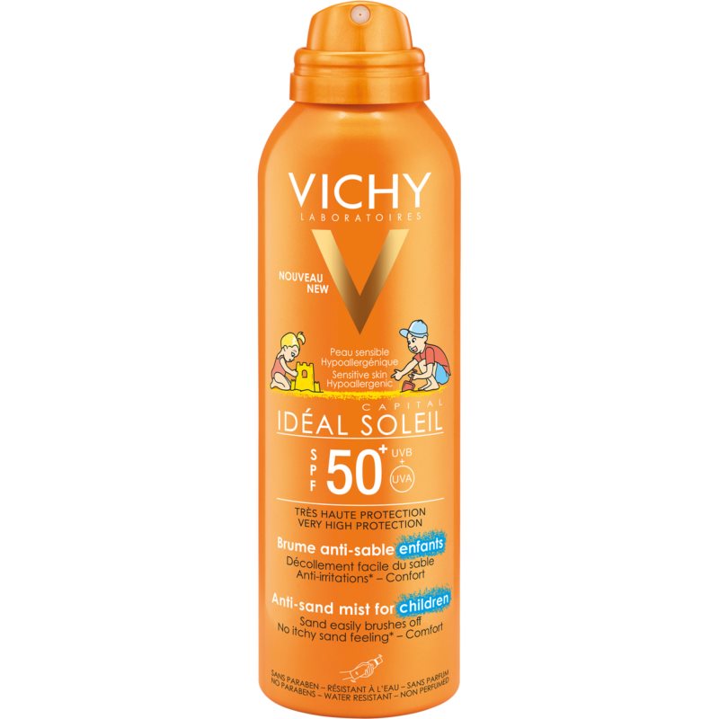 Vichy Idéal Soleil Capital jemný ochranný sprej odpuzující písek pro děti SPF 50+ 200 ml