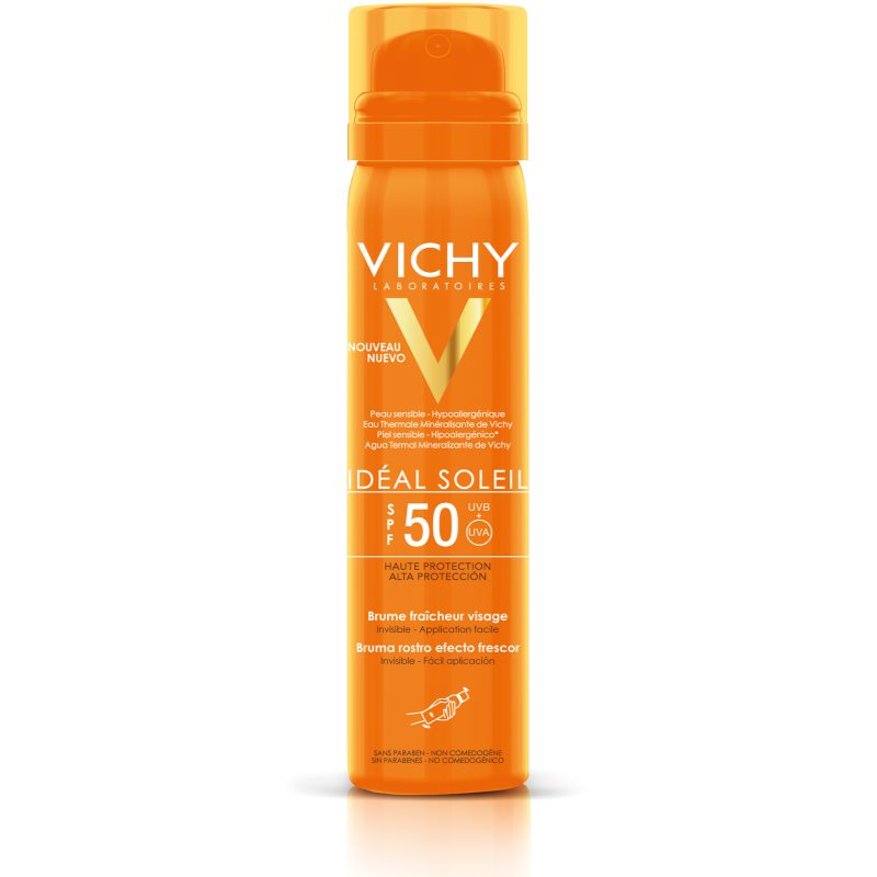 Vichy Idéal Soleil osvěžující opalovací sprej na obličej SPF 50 75 ml