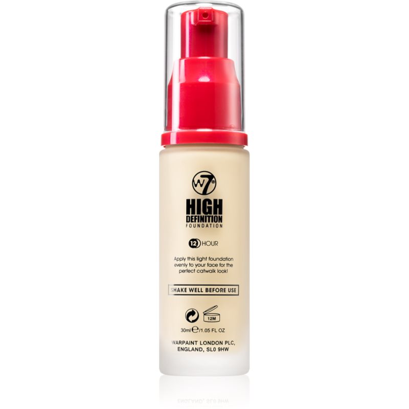 W7 Cosmetics HD hydratační krémový make-up odstín Porcelain 30 ml