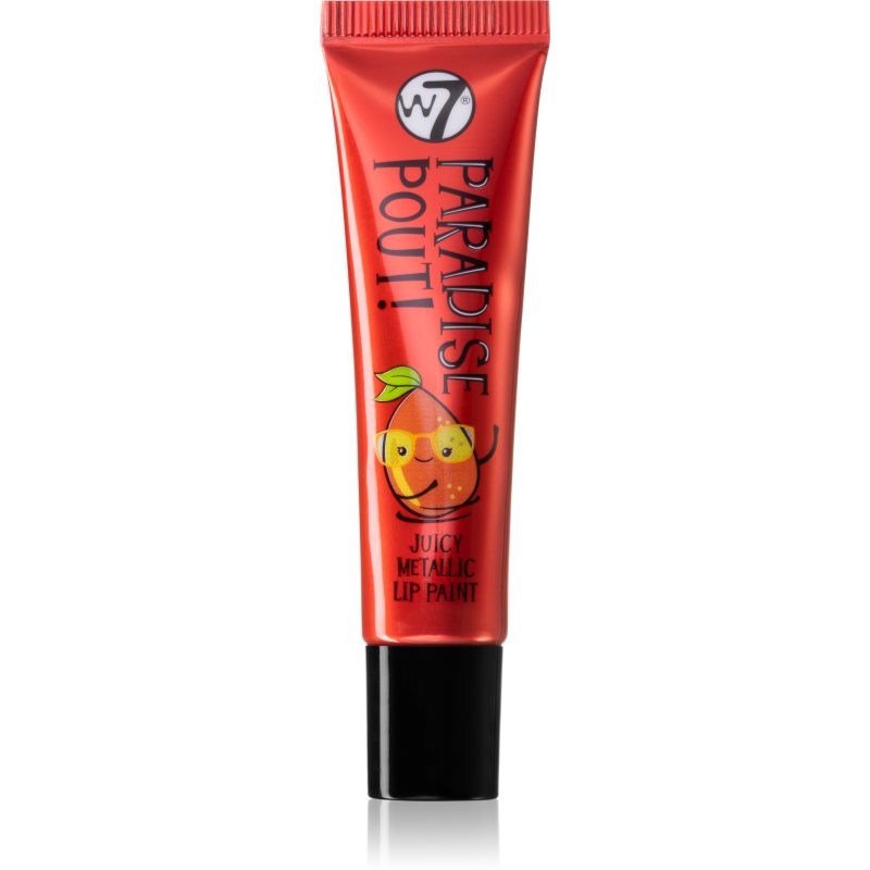 W7 Cosmetics Paradise Pout! Rtěnka s metalickým efektem odstín Mouthwatering Mango 13 ml