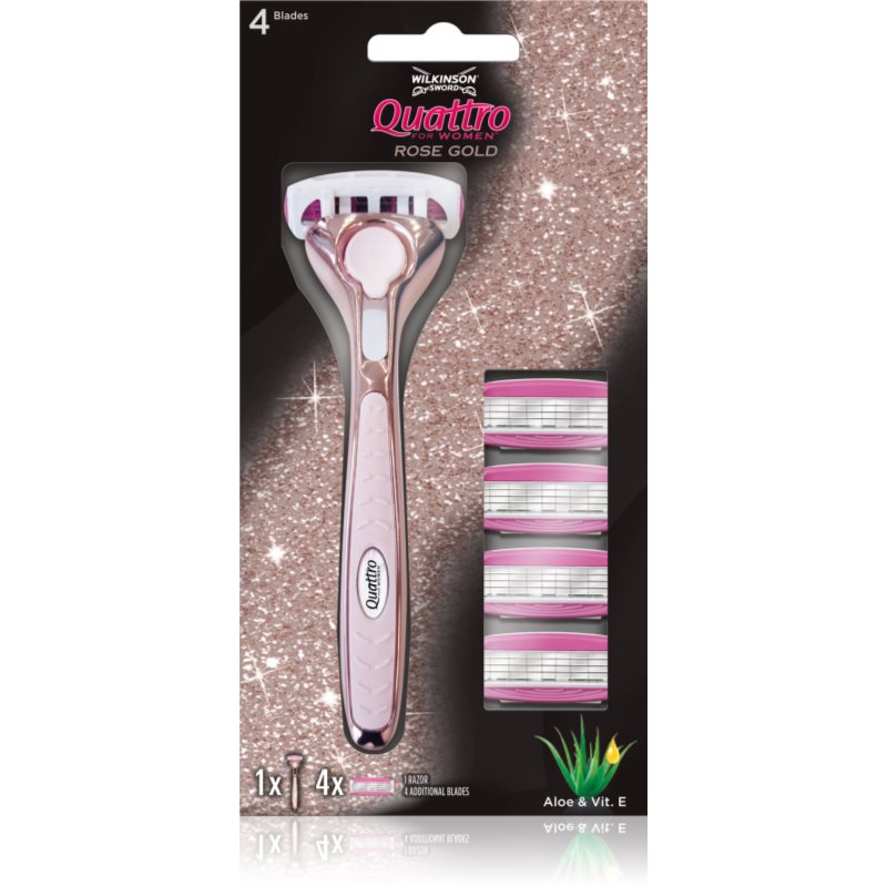 Wilkinson Sword Quattro for Women Rose Gold дамски епилатор Резервни остриета 4 СК