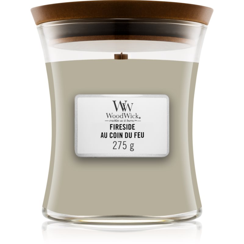 Woodwick Fireplace Fireside vonná svíčka s dřevěným knotem 275 g
