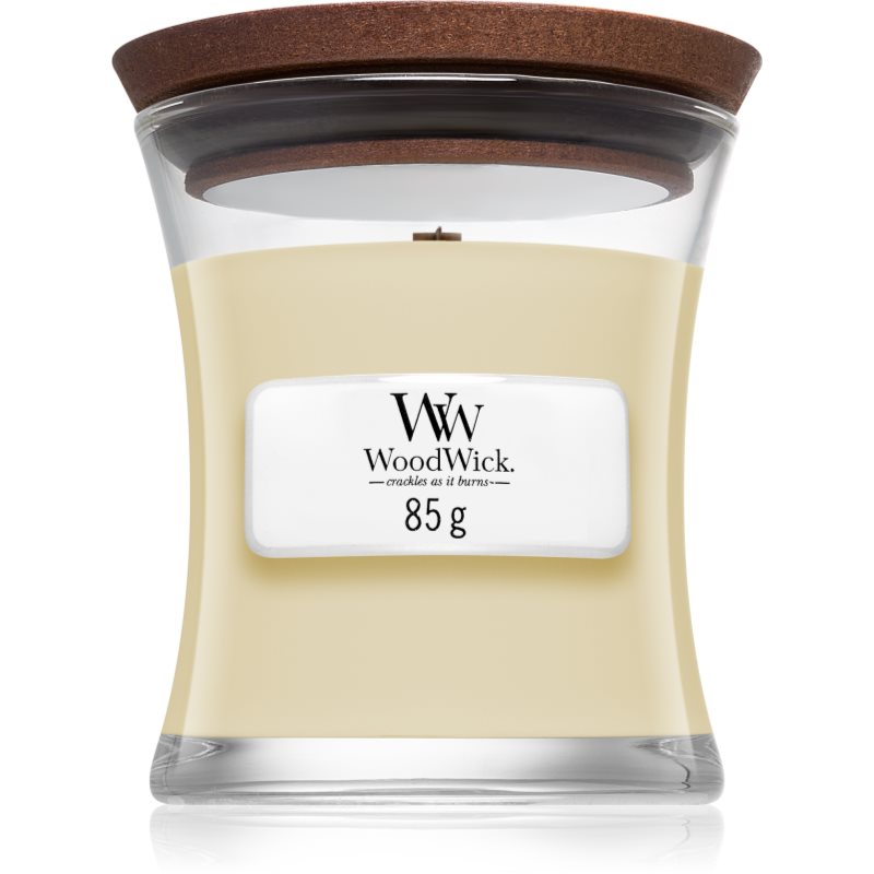 Woodwick White Teak ароматна свещ  с дървен фитил 85 гр.