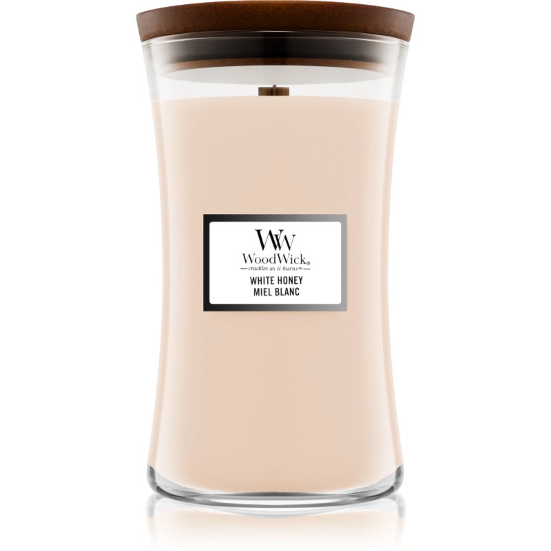 Woodwick White Honey vonná svíčka s dřevěným knotem 609,5 g