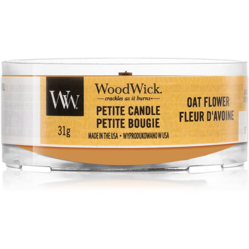 Woodwick Oat Flower votivní svíčka s dřevěným knotem 31 g