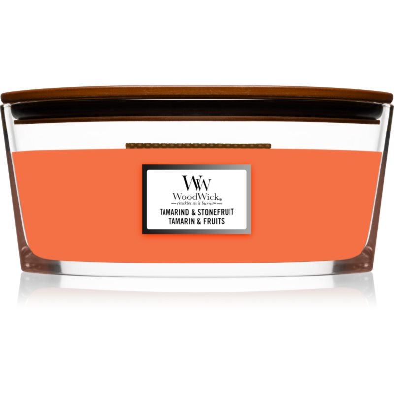 Woodwick Tamarind & Stonefruit vonná svíčka s dřevěným knotem (hearthwick) 453,6 g