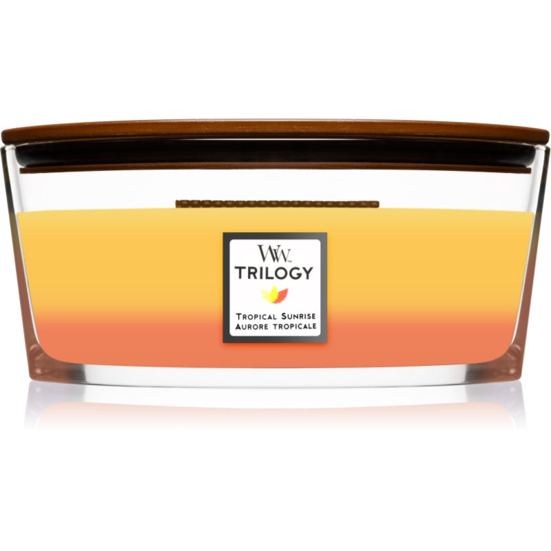 Woodwick Trilogy Tropical Sunrise vonná svíčka s dřevěným knotem (hearthwick) 453,6 g