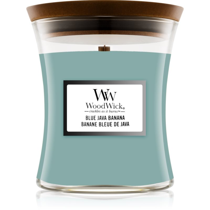 Woodwick Blue Java Banana vonná svíčka s dřevěným knotem 275 g