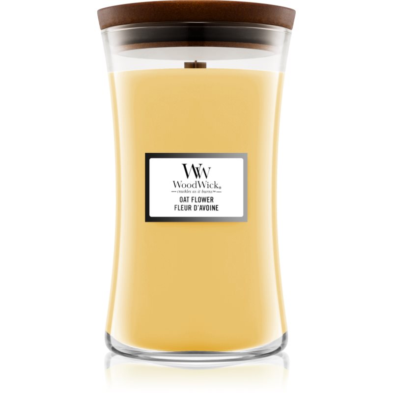 Woodwick Oat Flower vonná svíčka s dřevěným knotem 610 g