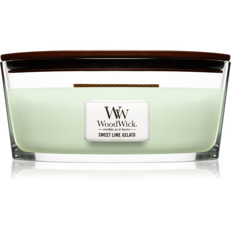 

Woodwick Sweet Lime Gelato aроматична свічка з дерев'яним гнітом (hearthwick