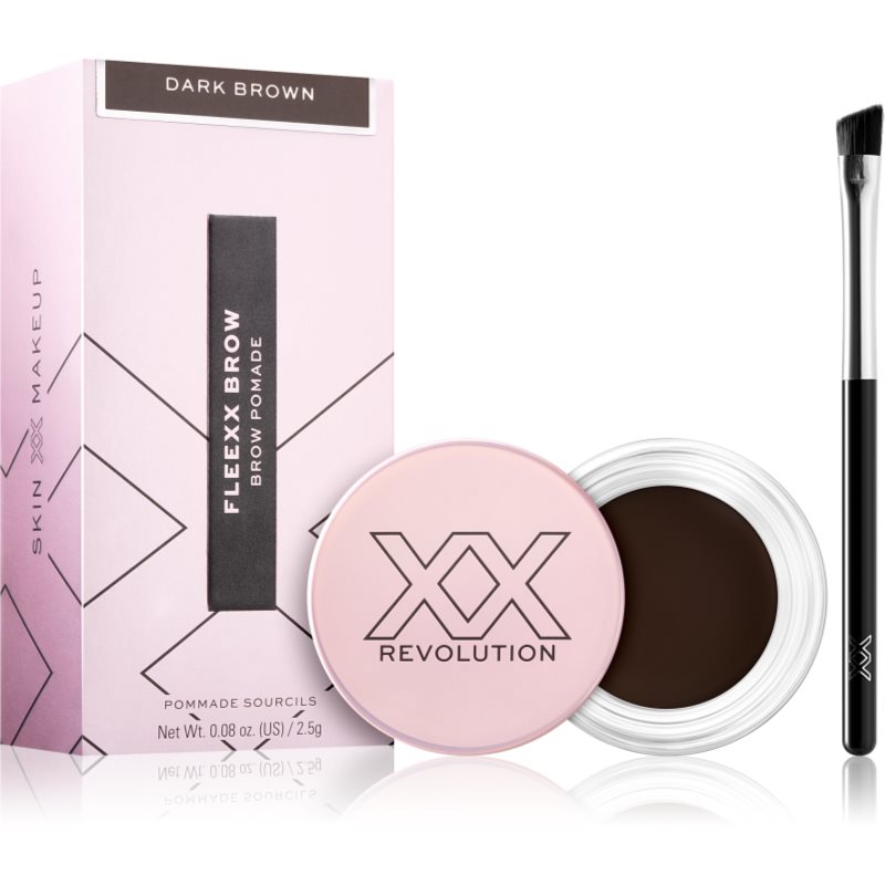 XX by Revolution FLEXX BROW дълготраен гел за вежди с четка цвят Dark Brown 2,5 гр.