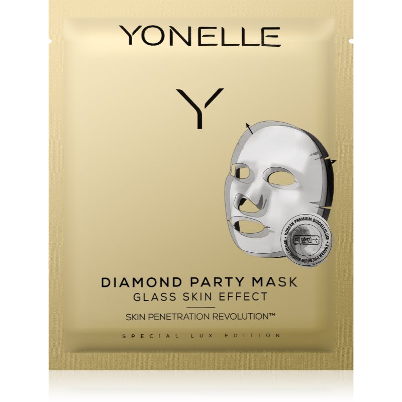 Yonelle Diamond Party Mask платнена маска с хидратиращ и ревитализиращ ефект 3 бр.