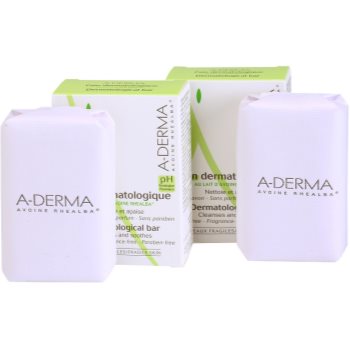 Fotografie A-Derma Original Care dermatologická mycí kostka pro citlivou a podrážděnou pokožku DUO BALENÍ 2 x100 g