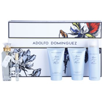 Adolfo Dominguez Agua Fresca de Rosas dárková sada VI. toaletní voda 120 ml + toaletní voda 10 ml + sprchový gel 150 ml + tělové mléko 150 ml + deodorant ve spreji 150 ml