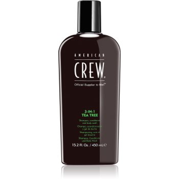 American crew hair & body 3-in-1 tea tree sampon, balsam si gel de dus 3in1 pentru barbati
