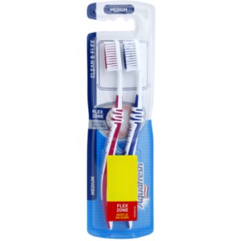 

Aquafresh Clean & Flex зубні щіточки medium 2 шт dark pink, dark blue