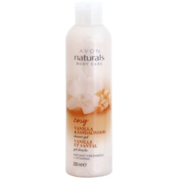 Avon naturals body gel de dus revigorant cu vanilie si lemn de santal