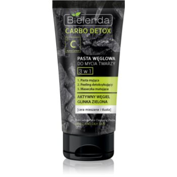 Bielenda carbo detox active carbon pasta de curatare pentru ten cu carbon activ 3 in 1