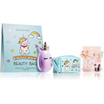 Brushart kids set de cosmetice caticorn beauty bag blue ii.