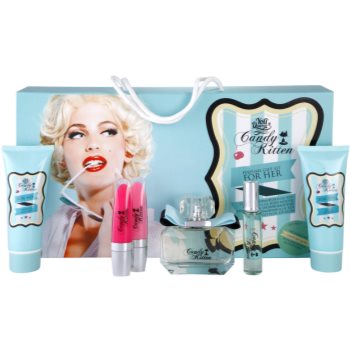 

Candy Kitten Turquoise подарунковий набір ІІ Туалетна вода 100 ml + Молочко для тіла 100 ml + Гель для душу 100 ml + Блиск для губ 5 ml + Блиск для губ 5 ml