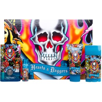 Christian Audigier Ed Hardy Hearts & Daggers for Him dárková sada I. toaletní voda 100 ml + toaletní voda 7,5 ml + sprchový gel 90 ml + deostick 78 g