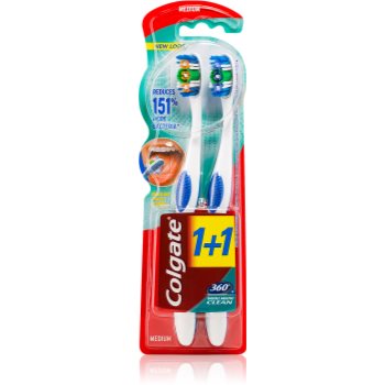 Colgate 360° whole mouth clean periuta de dinti medium 2 pc