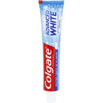 Colgate advanced white pasta de albire a dintilor impotriva petelor de pe smaltul dintilor.
