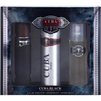 Cuba Black dárková sada II. toaletní voda 100 ml + voda po holení 100 ml + deodorant ve spreji 200 ml