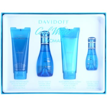 

Davidoff Cool Water Woman подарунковий набір XIII. Туалетна вода 50 ml + Туалетна вода 15 ml + Молочко для тіла 75 ml + Гель для душу 75 ml