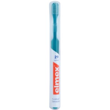 

Elmex Caries Protection 29 зубна щітка з рівними щетинками середньої жорсткості кольорові варіації blue
