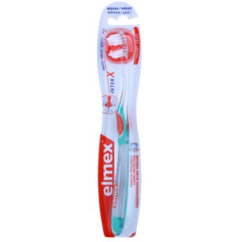 

Elmex Caries Protection interX зубна щітка середньої жорткості м'яка transparent/red/blue